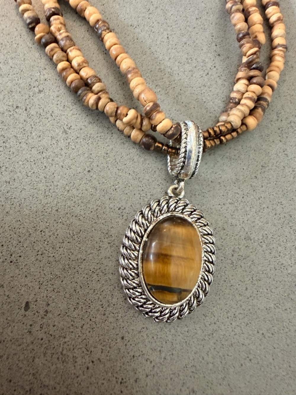 Avon Tiger Eye Beaded Brown Multi-Strand Necklace | Avon Signed